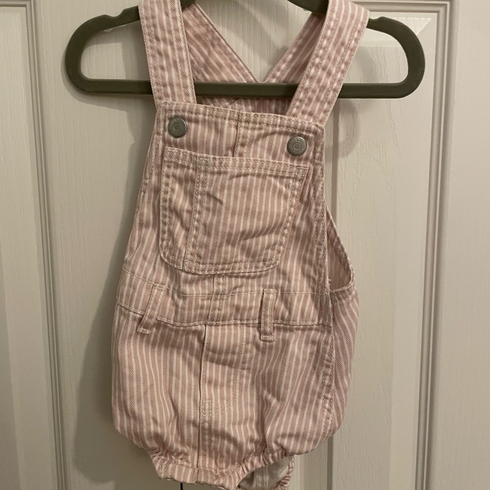 Pink Striped Kids Overalls- Old Navy